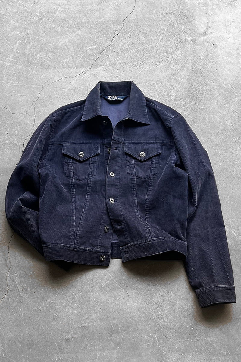 90'S CORDUROY TRACKER JACKET / NAVY[SIZE: S USED]