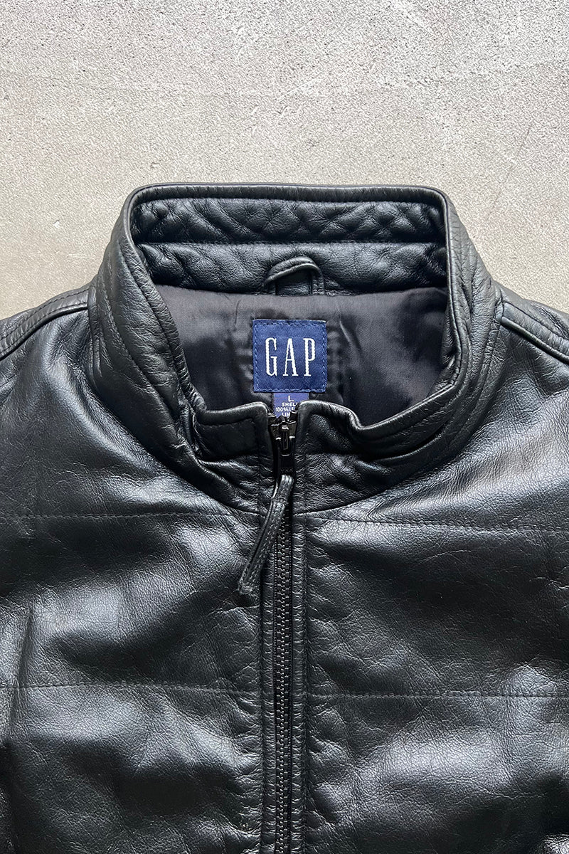 90'S ZIP UP LEATHER VEST / BLACK [SIZE: L USED]