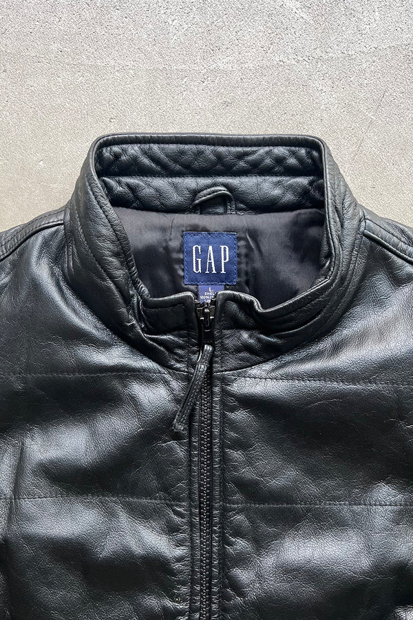 90'S ZIP UP LEATHER VEST / BLACK [SIZE: L USED]