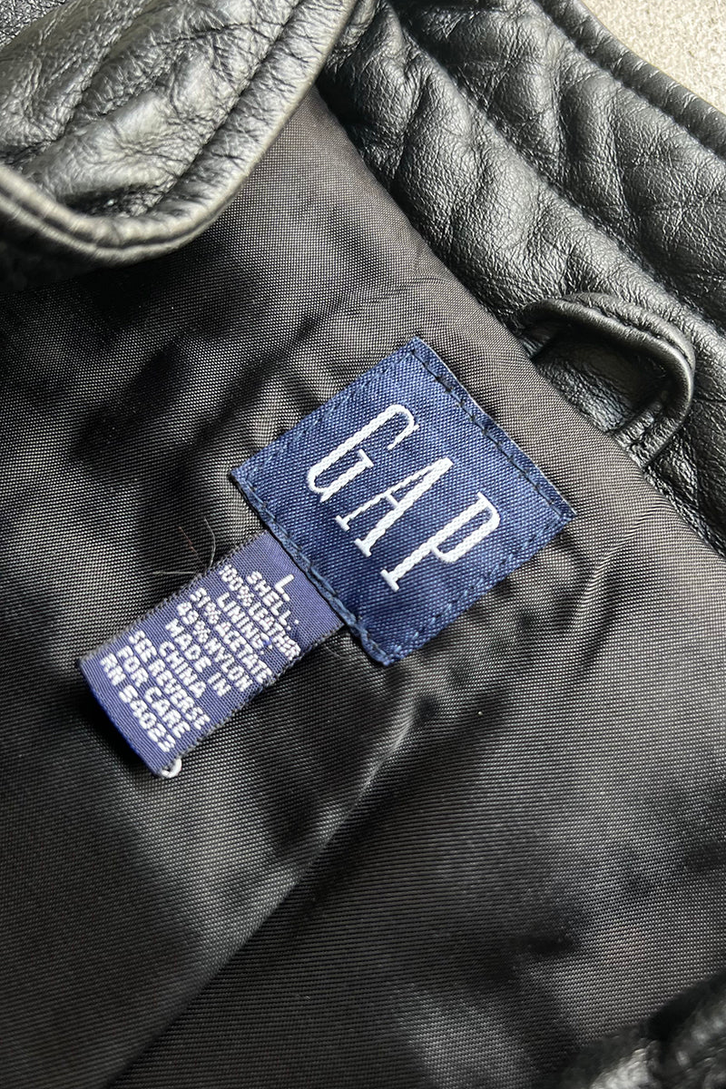 90'S ZIP UP LEATHER VEST / BLACK [SIZE: L USED]