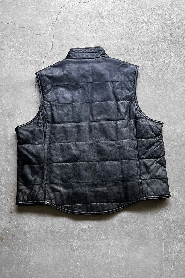 90'S ZIP UP LEATHER VEST / BLACK [SIZE: L USED]