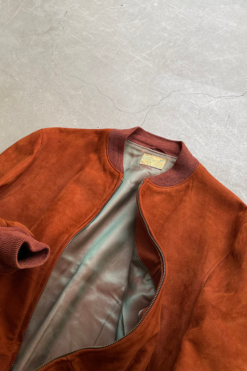 MADE IN USA 60'S SUEDE LEATHER JACKET W/UNION TAG 玉虫ライニング / BROWN  [SIZE: M USED]