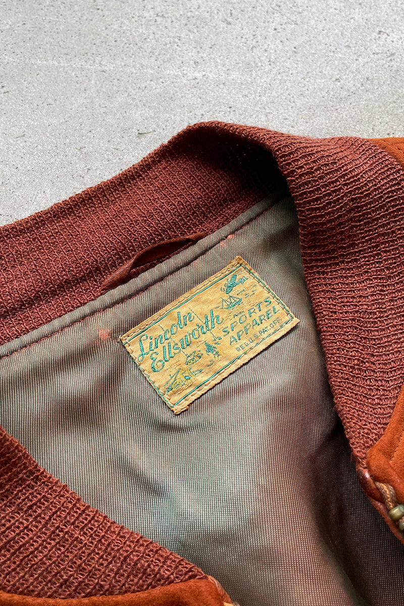 MADE IN USA 60'S SUEDE LEATHER JACKET W/UNION TAG 玉虫ライニング / BROWN  [SIZE: M USED]