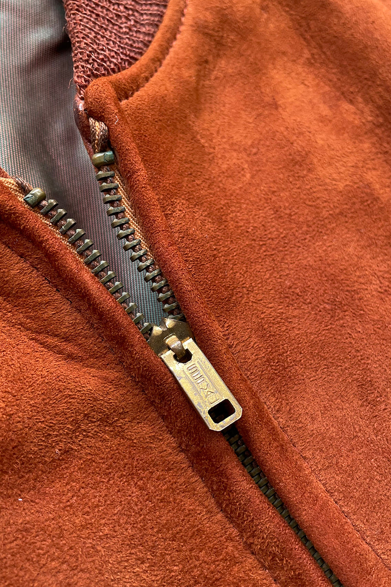 MADE IN USA 60'S SUEDE LEATHER JACKET W/UNION TAG 玉虫ライニング / BROWN  [SIZE: M USED]