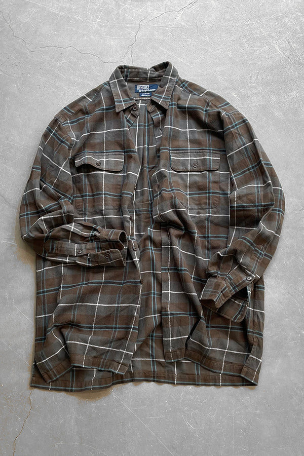 90'S COTTON FLANNEL BENFORD SHIRT / CHECK [SIZE: M USED]