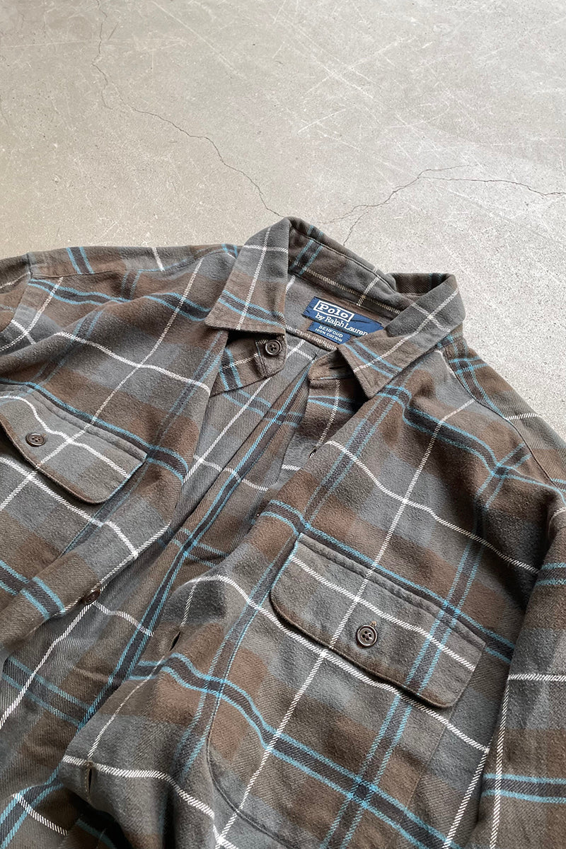 90'S COTTON FLANNEL BENFORD SHIRT / CHECK [SIZE: M USED]