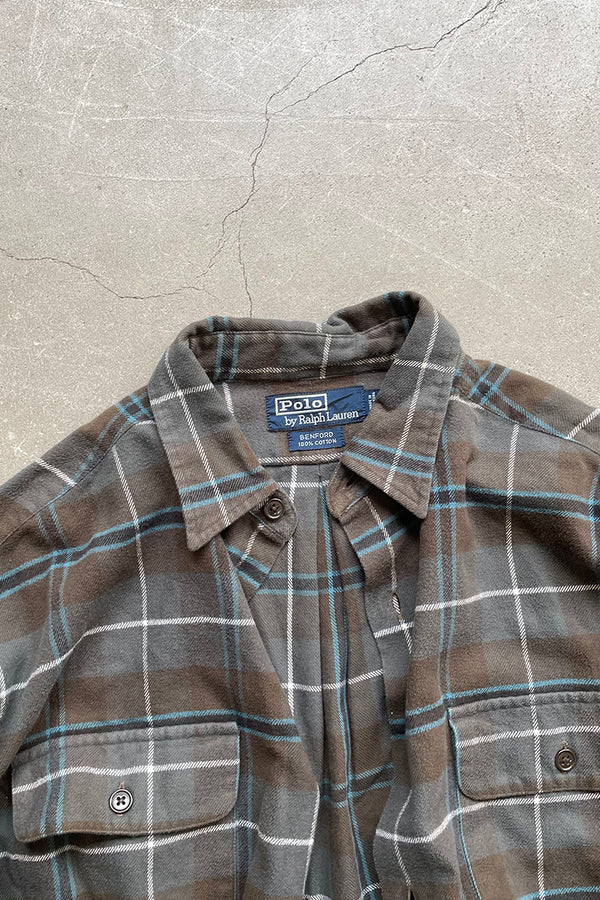 90'S COTTON FLANNEL BENFORD SHIRT / CHECK [SIZE: M USED]