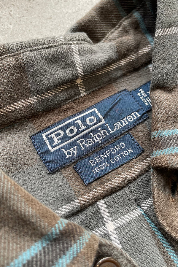 90'S COTTON FLANNEL BENFORD SHIRT / CHECK [SIZE: M USED]