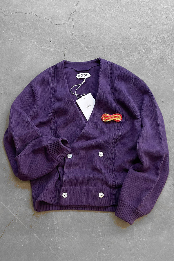 MADE IN PERU DOUBLE BREASTED CARDIGAN / PURPLE [SIZE: XS NOS/DEADSTOCK]