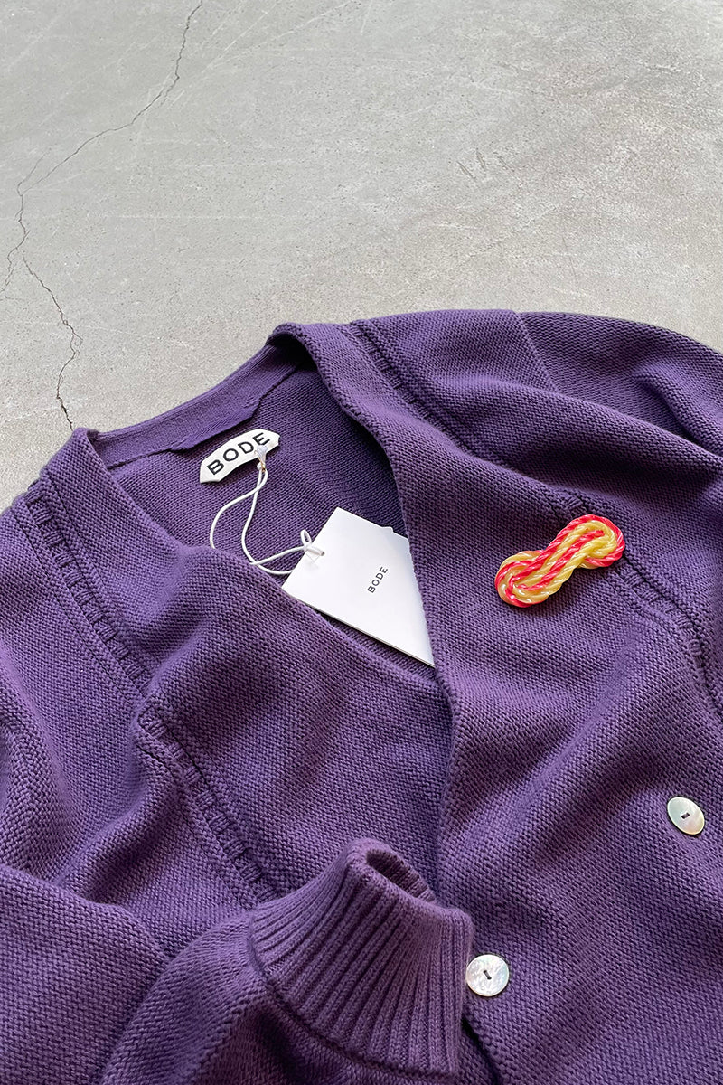 MADE IN PERU DOUBLE BREASTED CARDIGAN / PURPLE [SIZE: XS NOS/DEADSTOCK]