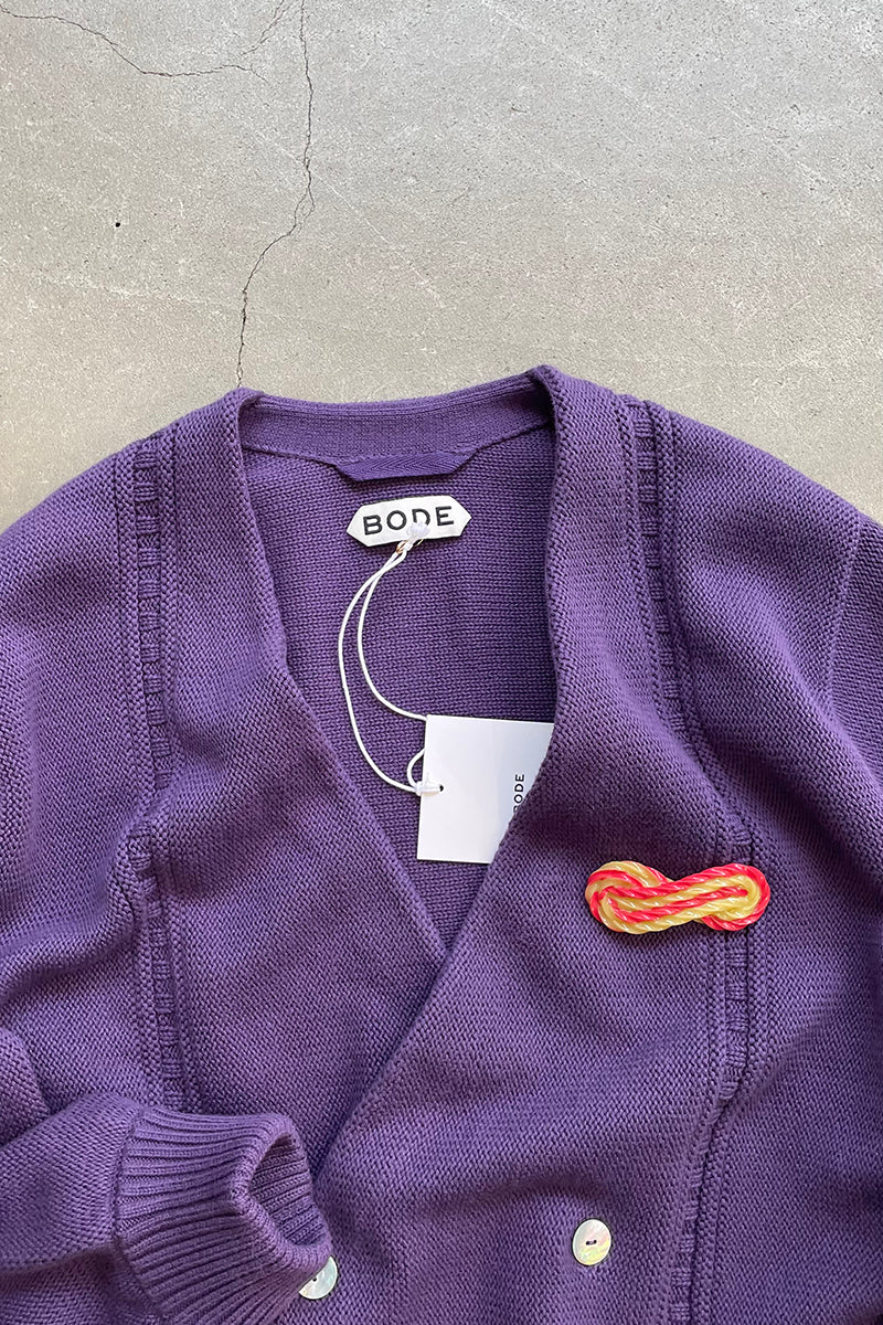 MADE IN PERU DOUBLE BREASTED CARDIGAN / PURPLE [SIZE: XS NOS/DEADSTOCK]