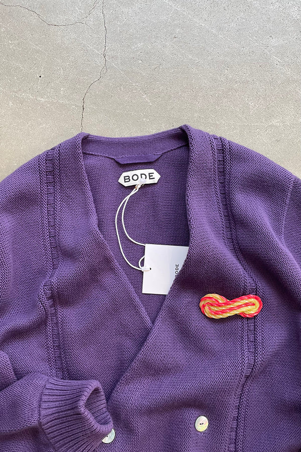 MADE IN PERU DOUBLE BREASTED CARDIGAN / PURPLE [SIZE: XS NOS/DEADSTOCK]
