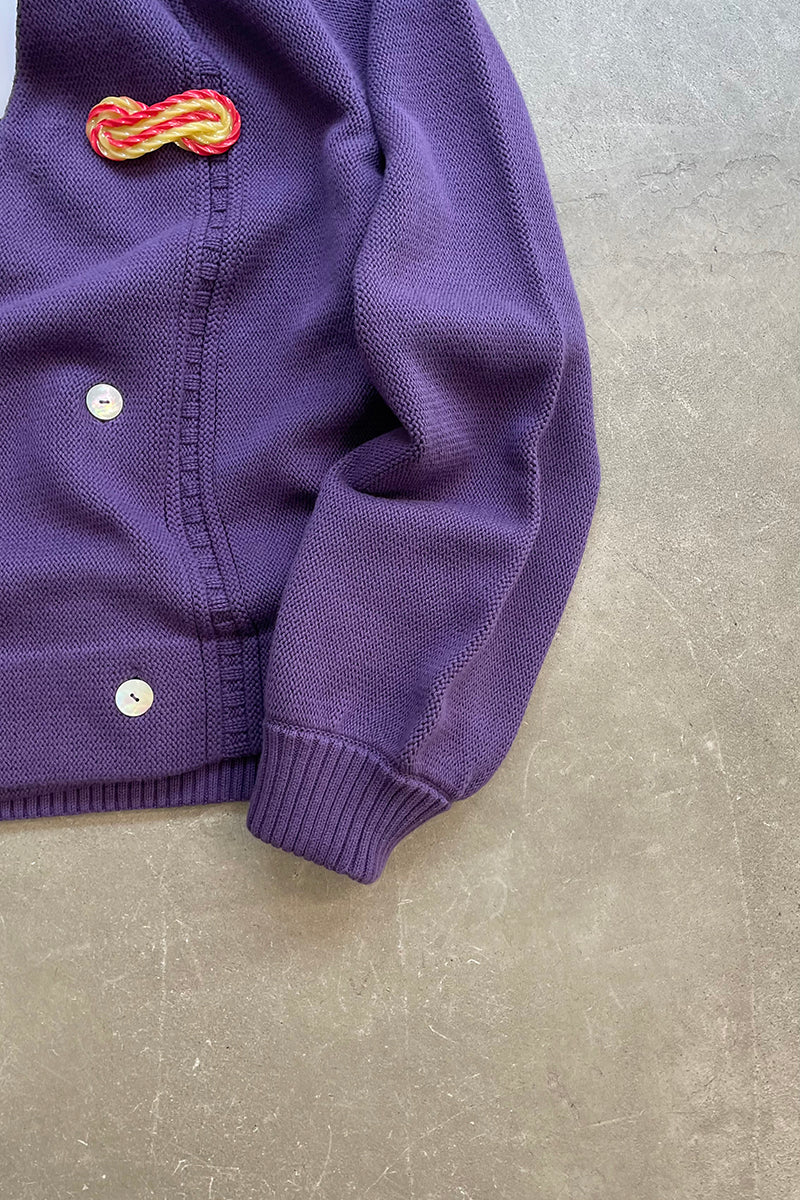 MADE IN PERU DOUBLE BREASTED CARDIGAN / PURPLE [SIZE: XS NOS/DEADSTOCK]