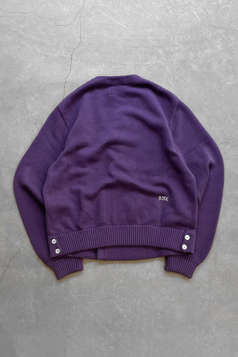 MADE IN PERU DOUBLE BREASTED CARDIGAN / PURPLE [SIZE: XS NOS/DEADSTOCK]