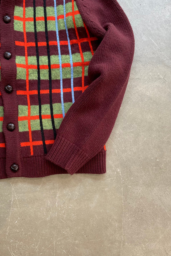 MADE IN ITALY COUNTRY PLAID CARDIGAN / CHECK [SIZE: XS NOS/DEADSTOCK]