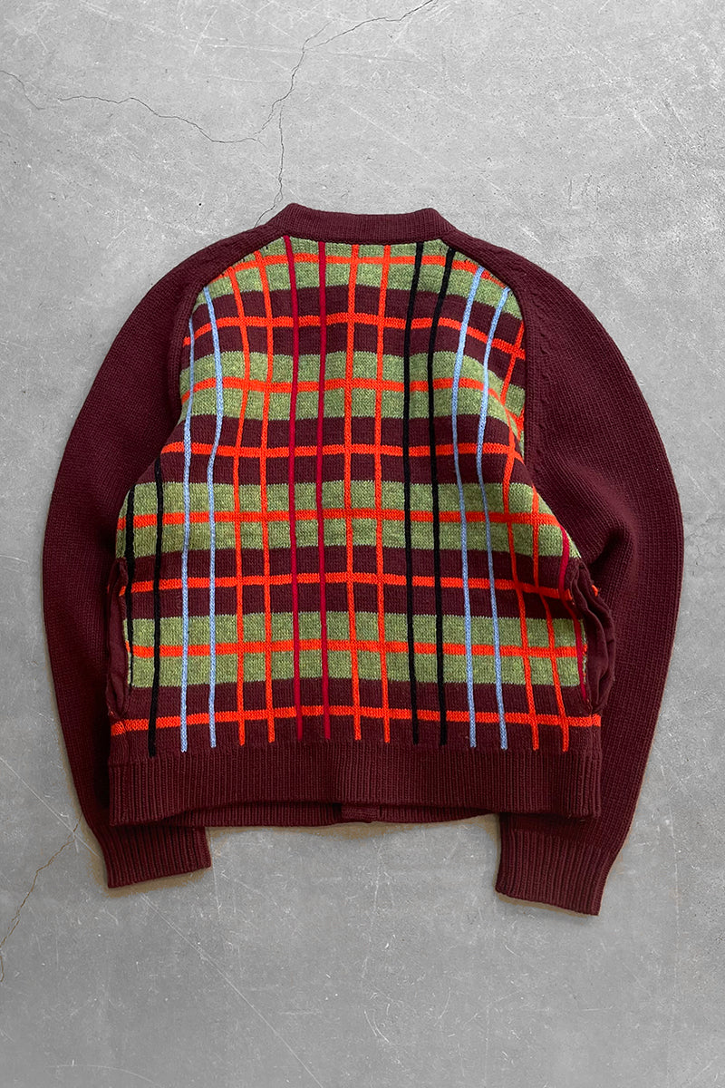 MADE IN ITALY COUNTRY PLAID CARDIGAN / CHECK [SIZE: XS NOS/DEADSTOCK]