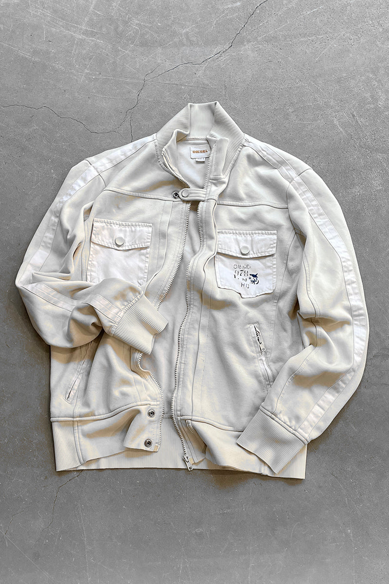 MADE IN MACAU Y2K EARLY 00'S ZIP UP JACKET / WHITE [SIZE: L USED]