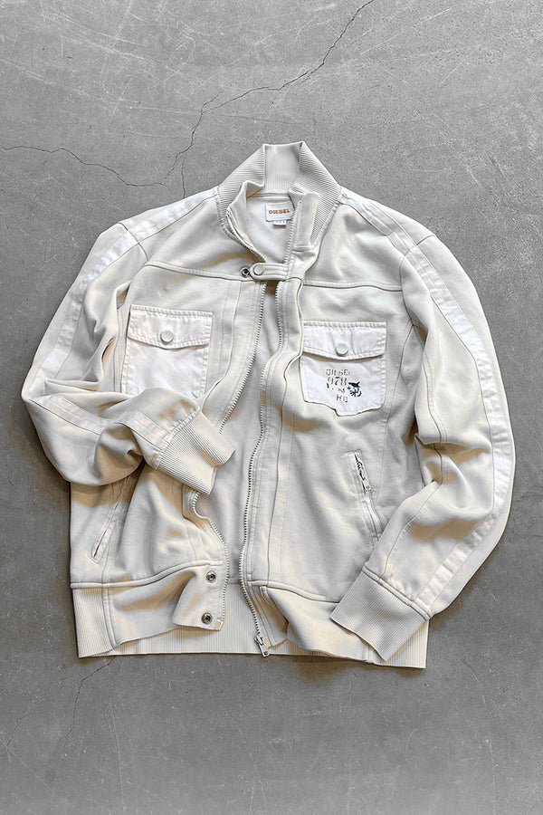 MADE IN MACAU Y2K EARLY 00'S ZIP UP JACKET / WHITE [SIZE: L USED]