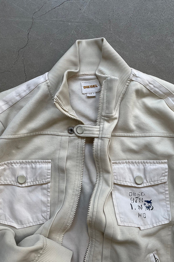 MADE IN MACAU Y2K EARLY 00'S ZIP UP JACKET / WHITE [SIZE: L USED]