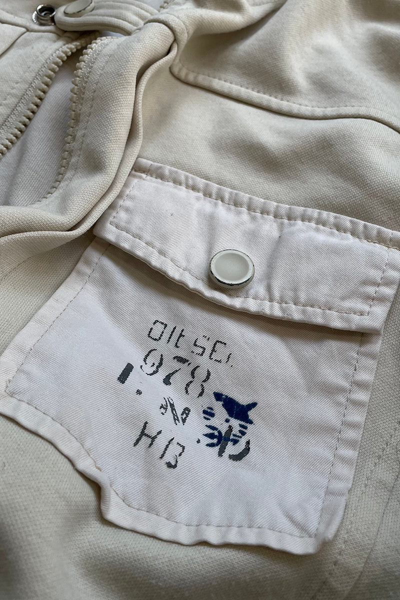 MADE IN MACAU Y2K EARLY 00'S ZIP UP JACKET / WHITE [SIZE: L USED]