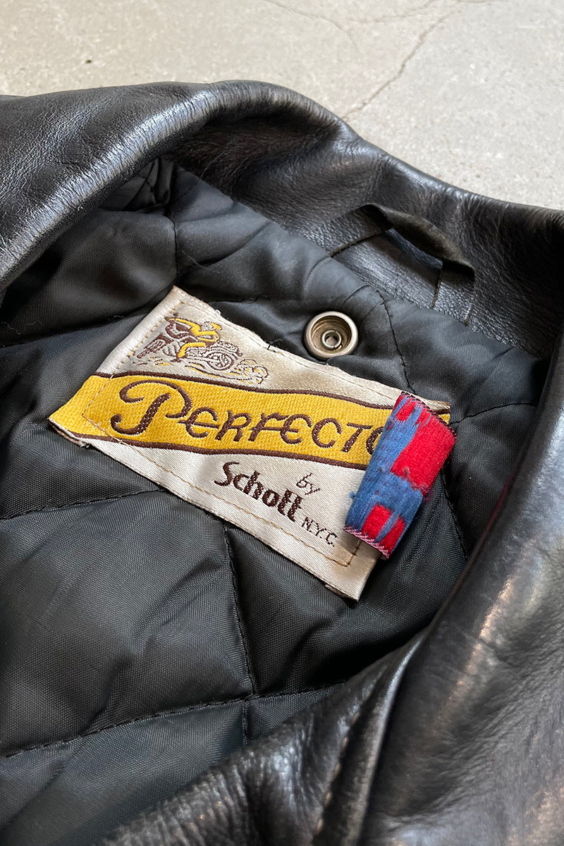 MADE IN USA 80'S PERFECTO 118 LEATHER DOUBLE RIDERS JACKET / BLACK [SIZE: 36 USED]