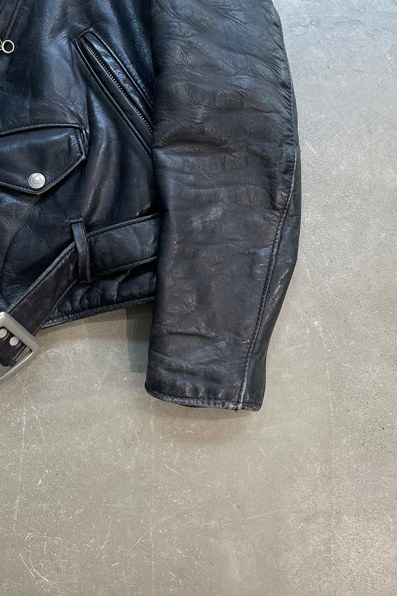MADE IN USA 80'S PERFECTO 118 LEATHER DOUBLE RIDERS JACKET / BLACK [SIZE: 36 USED]