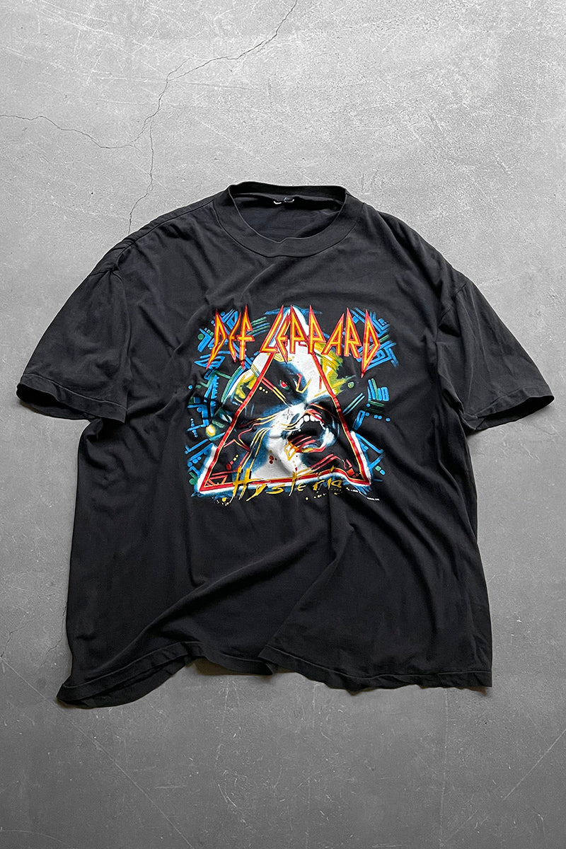88'S DEF LEPPARD HYSTERIA BAND T-SHIRT / BLACK [SIZE: L USED]
