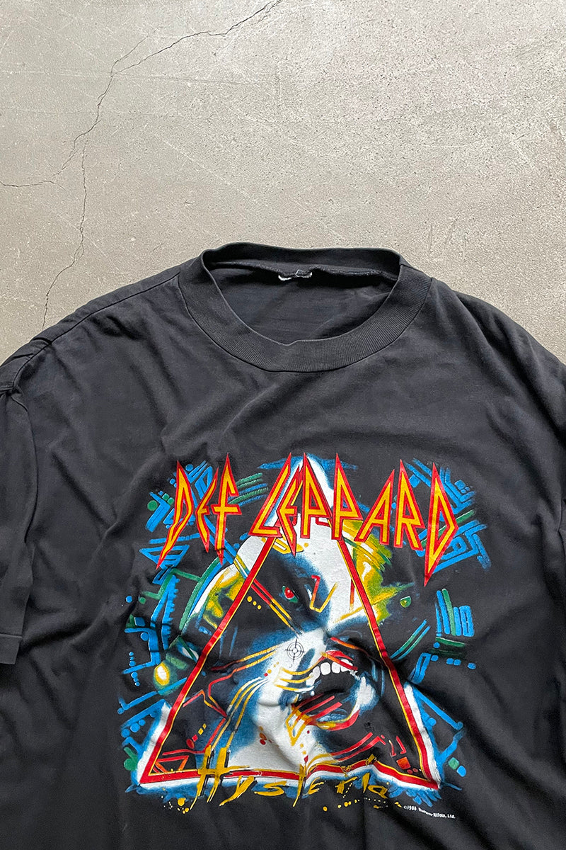 88'S DEF LEPPARD HYSTERIA BAND T-SHIRT / BLACK [SIZE: L USED]