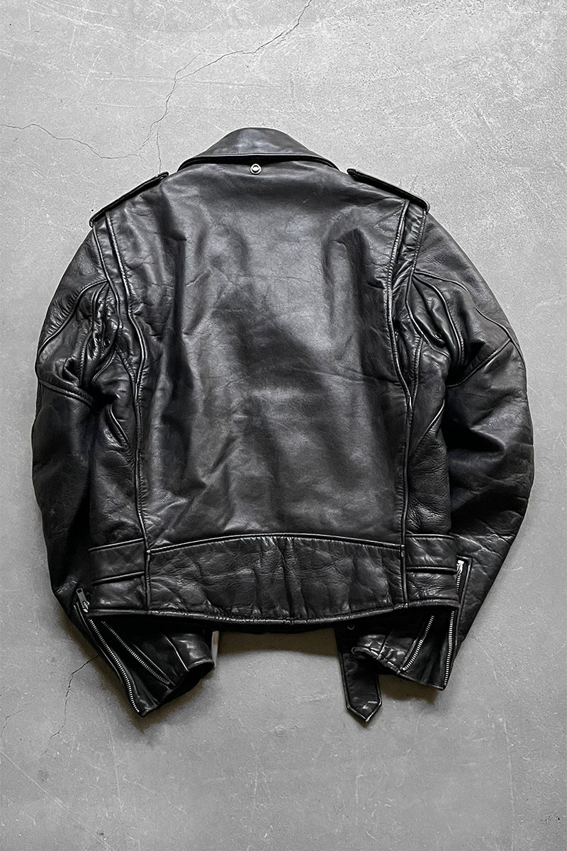MADE IN USA 80'S PERFECTO 118 LEATHER DOUBLE RIDERS JACKET / BLACK [SIZE: 36 USED]
