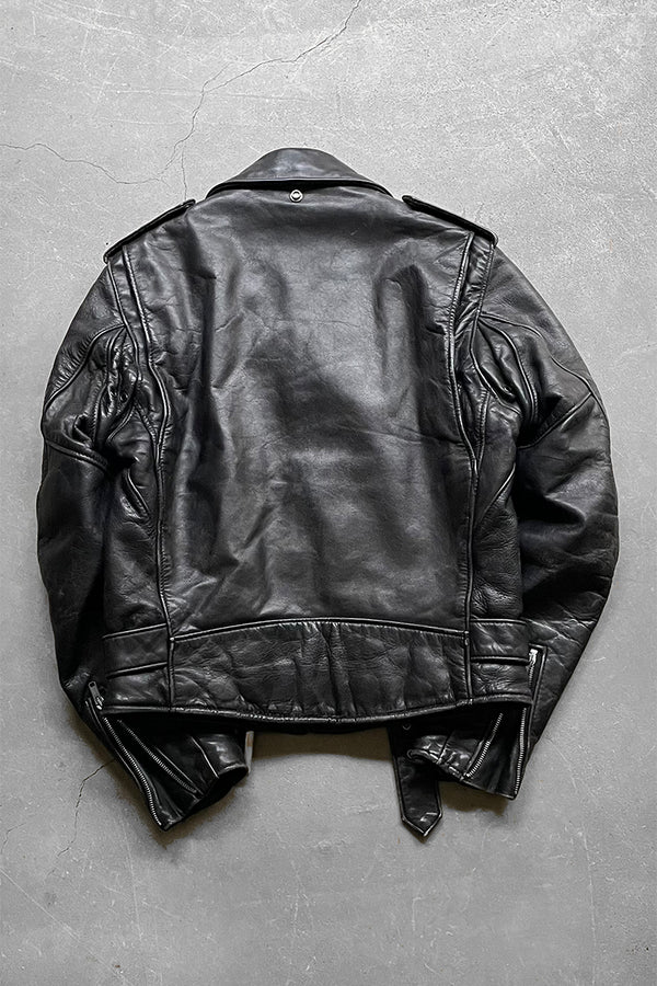 MADE IN USA 80'S PERFECTO 118 LEATHER DOUBLE RIDERS JACKET / BLACK [SIZE: 36 USED]