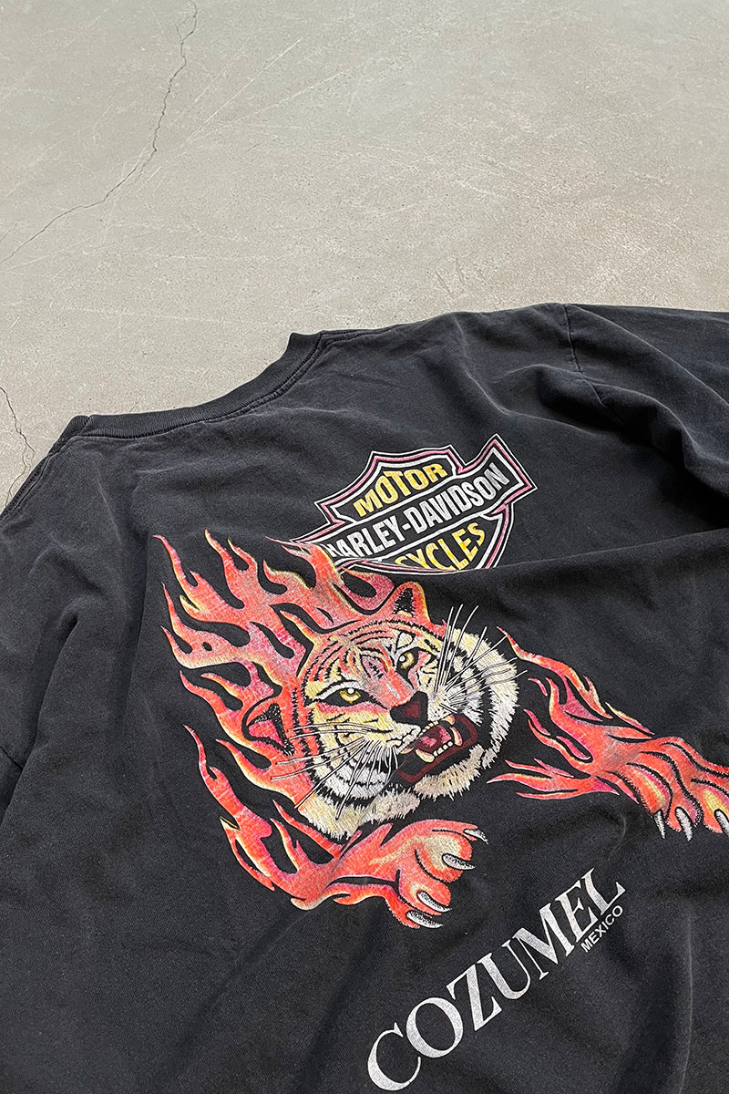 MADE IN MEXICO 90'S HARLEY DAVIDSON LOGO PRINT T-SHIRT / BLACK [SIZE: XL USED]