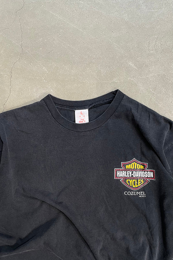 MADE IN MEXICO 90'S HARLEY DAVIDSON LOGO PRINT T-SHIRT / BLACK [SIZE: XL USED]