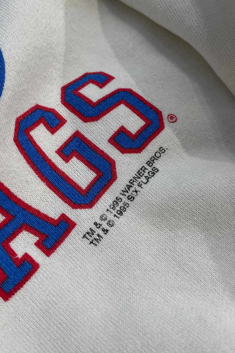 MADE IN USA 95'S LOONEY TUNES CHARACTER SWEATSHIRT / WHITE [SIZE: L USED]
