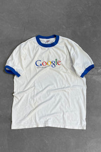 MADE IN USA Y2K EARLY 00'S COTTON GOOGLE LOGO ADVERTISING RINGER T-SHIRT / WHITE [SIZE: L USED]