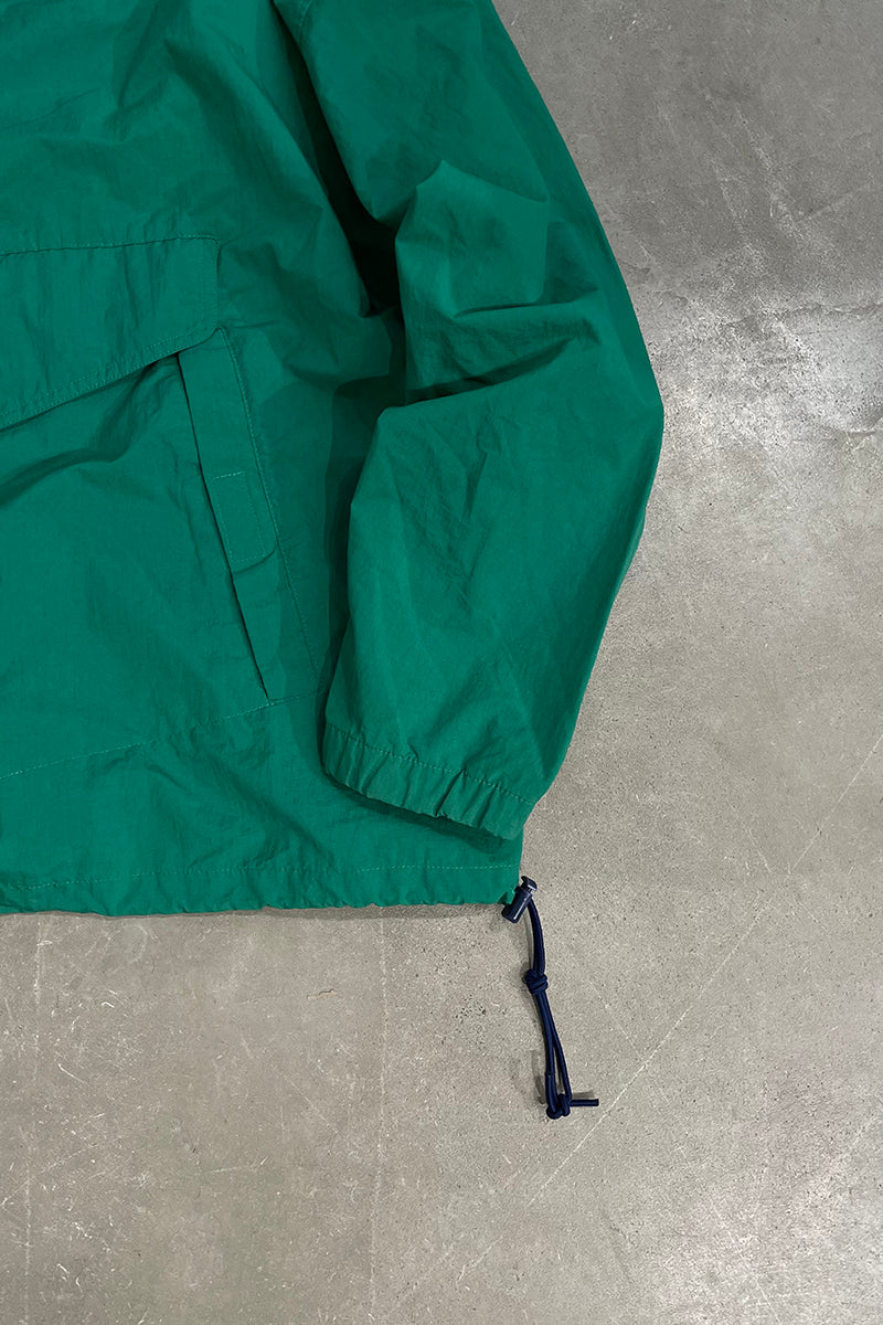 90s Pullover Nylon Hoodie / Green [SIZE: S USED]