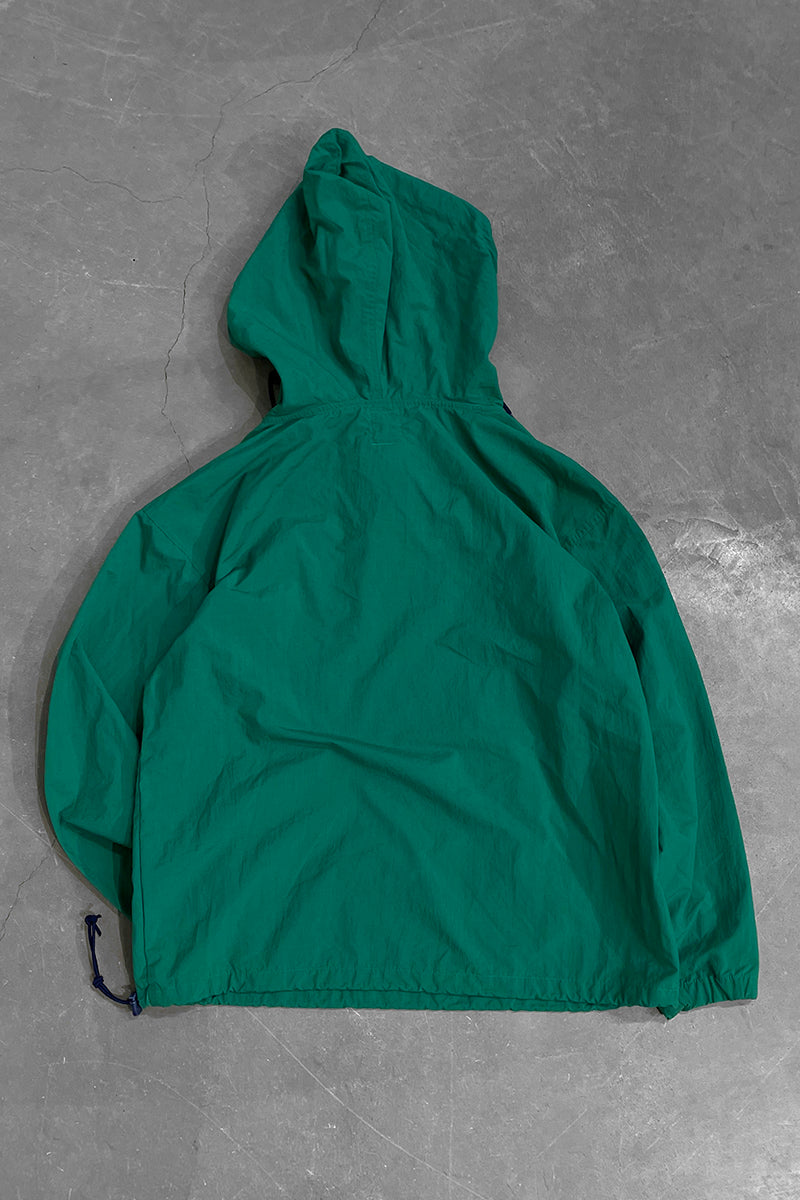 90s Pullover Nylon Hoodie / Green [SIZE: S USED]