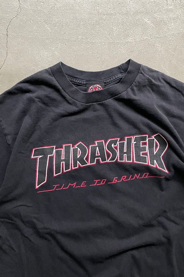 Y2K EARLY 00'S THRASHER LOGO T-SHIRT / BLACK [SIZE: M USED]