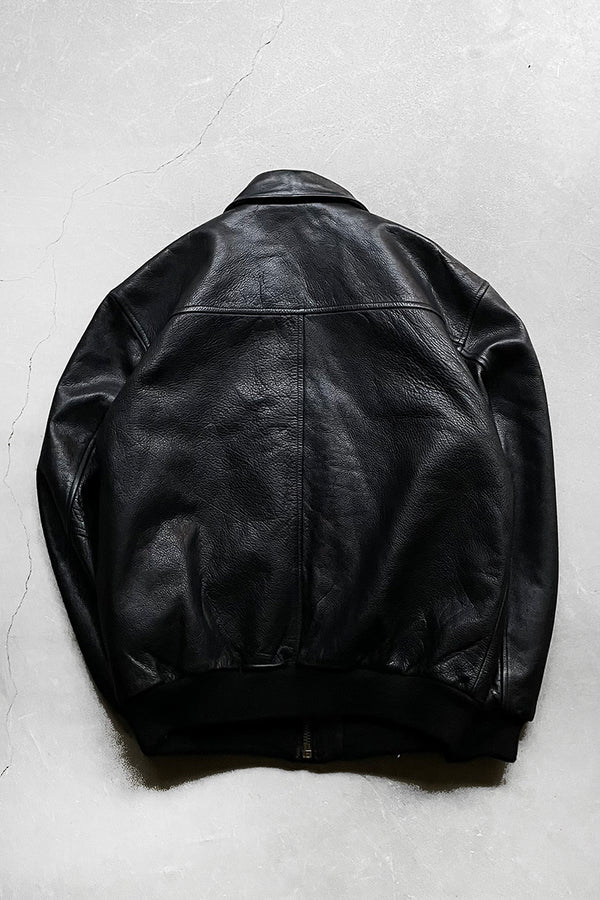 90'S A-2 TYPE LEATHER FLIGHT JACKET / BLACK [SIZE: S USED]