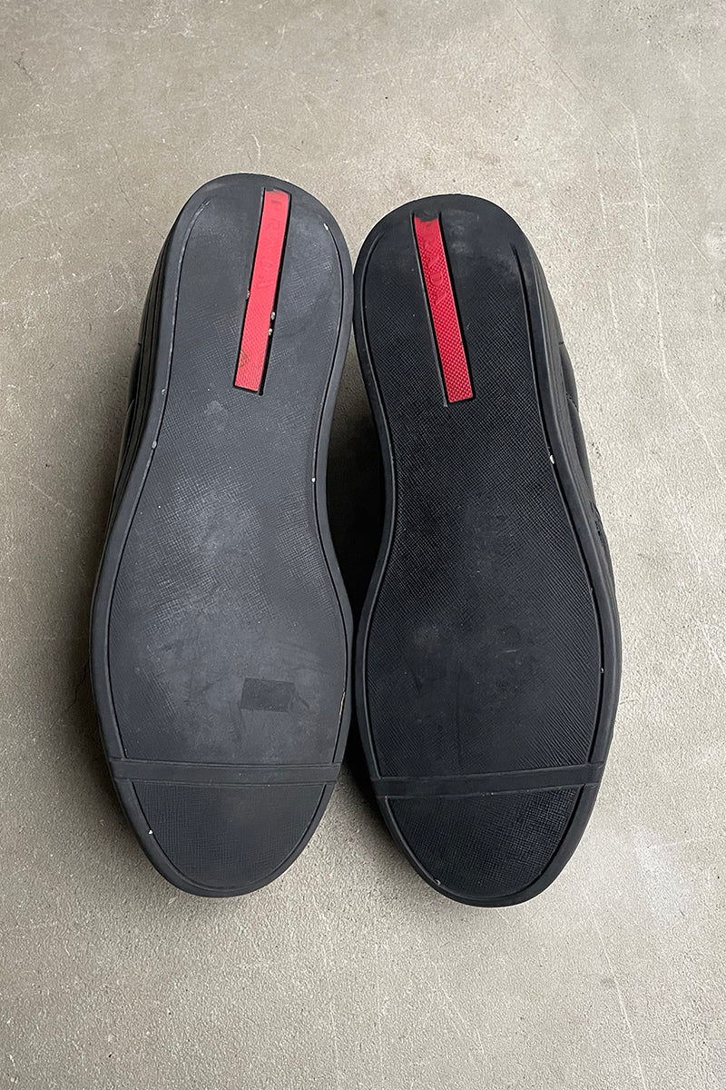 MADE IN ITALY SLIP-ON LEATHER SNEAKERS / BLACK [SIZE: US8.5 (approx. 26.5cm) USED]
