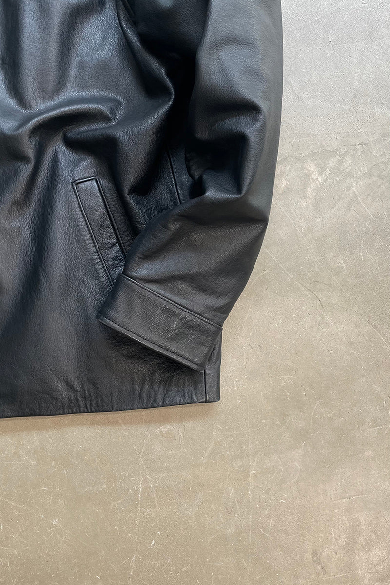 Y2K EARLY 00'S ZIP UP LEATHER JACKET / BLACK [SIZE: M USED]
