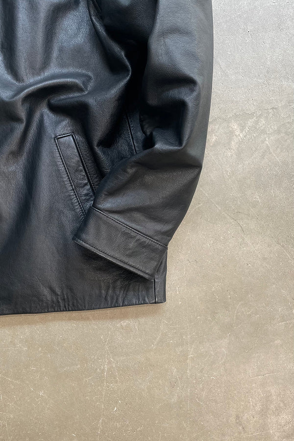 Y2K EARLY 00'S ZIP UP LEATHER JACKET / BLACK [SIZE: M USED]