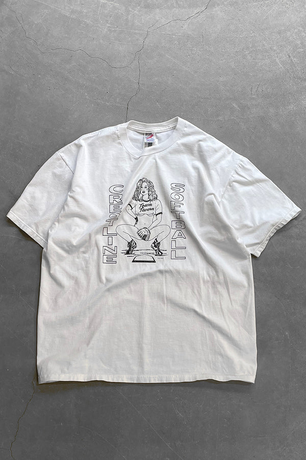 MADE IN USA 90'S SOFTBALL EROTIC T-SHIRT / WHITE [SIZE: XL USED]