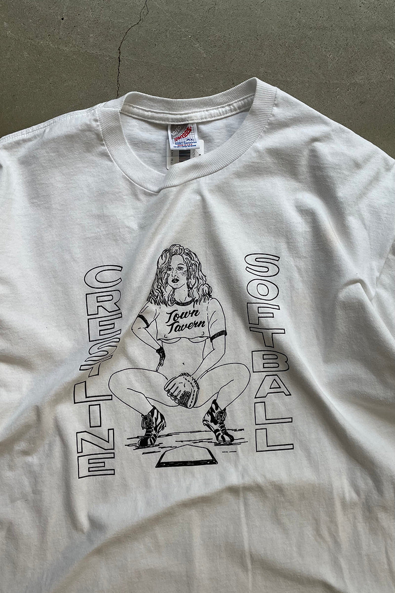 MADE IN USA 90'S SOFTBALL EROTIC T-SHIRT / WHITE [SIZE: XL USED]