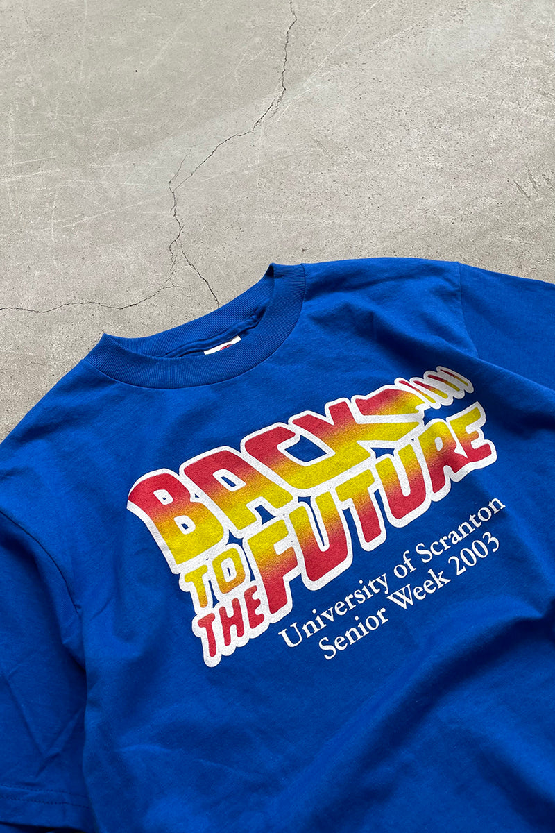 Y2K 03'S BACK TO THE FUTURE MOVIE T-SHIRT / BLUE [SIZE: M USED]