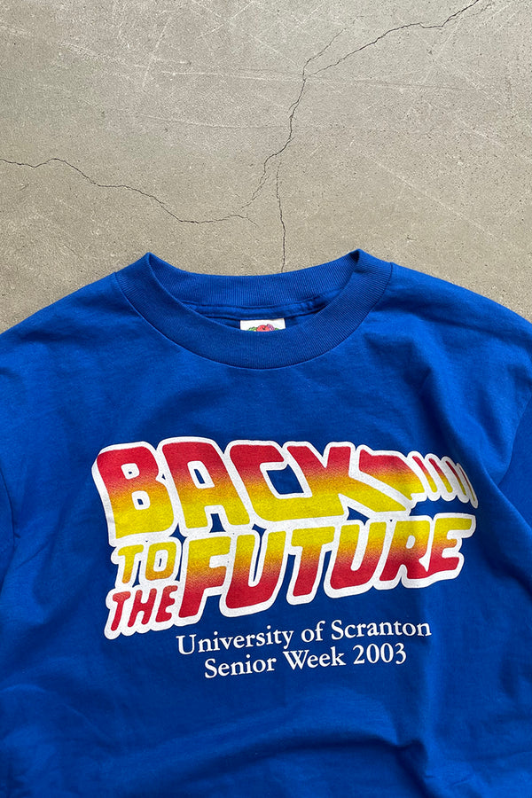 Y2K 03'S BACK TO THE FUTURE MOVIE T-SHIRT / BLUE [SIZE: M USED]