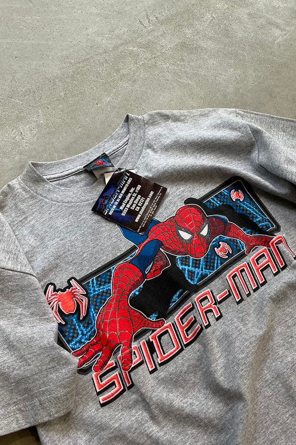 MADE IN MEXICO Y2K 03'S SPIDERMAN T-SHIRT / GRAY [SIZE: L DEADSTOCK/NOS]