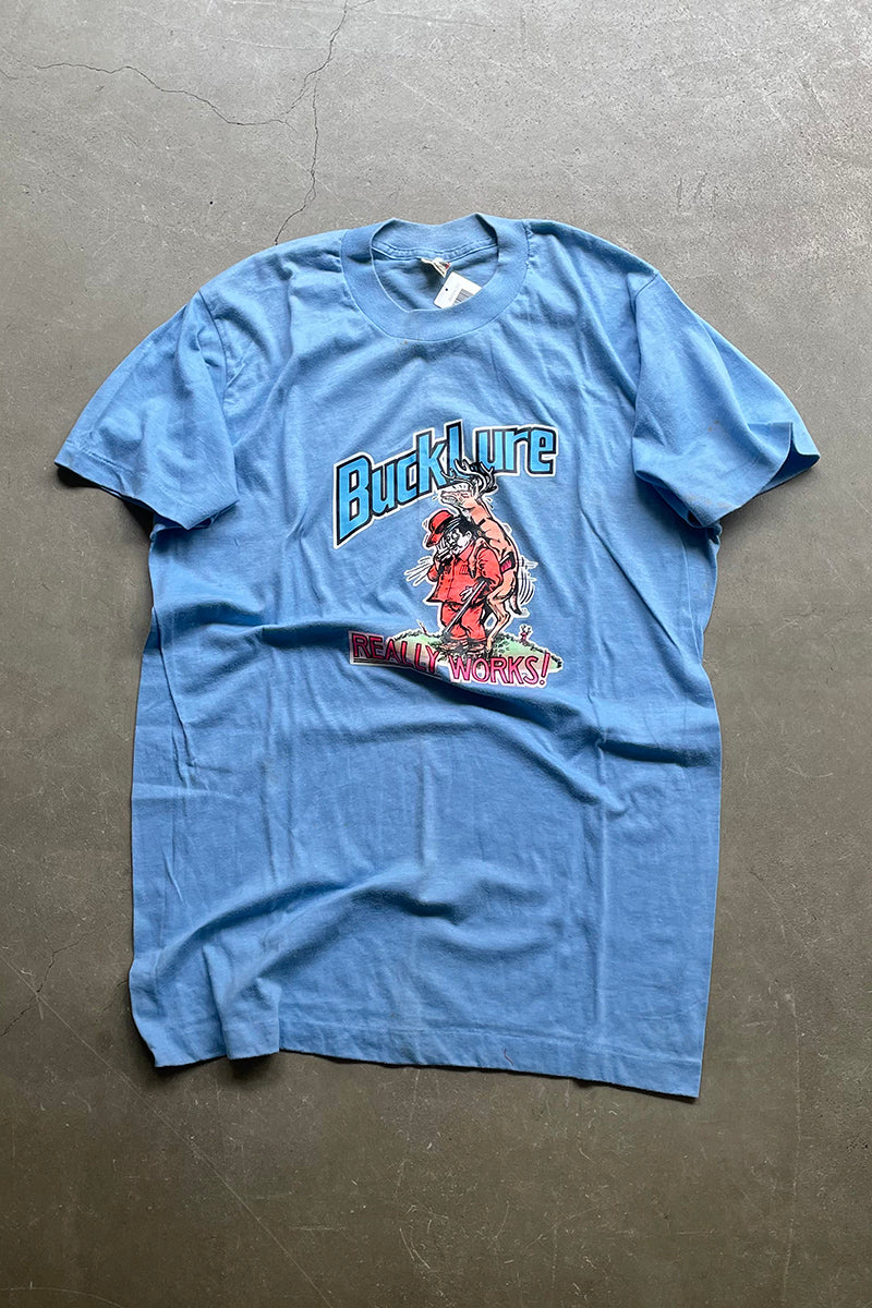 MADE IN USA 80'S BUCKLURE EROTIC T-SHIRT / BLUE [SIZE: XL USED]