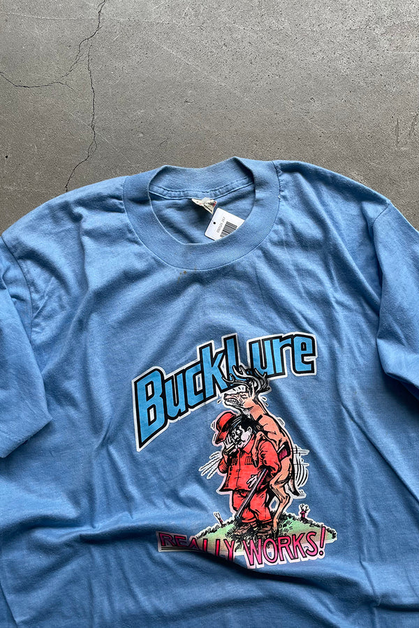 MADE IN USA 80'S BUCKLURE EROTIC T-SHIRT / BLUE [SIZE: XL USED]
