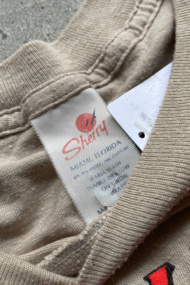 MADE IN USA 80'S MICKEY & MINNIE T-SHIRT / BEIGE [SIZE: L USED]