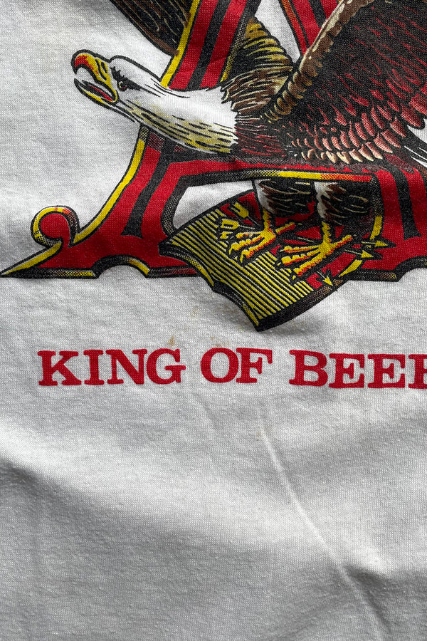 MADE IN USA 87'S BUDWEISER BICYCLE RACE RINGER T-SHIRT / WHITE [SIZE: XL USED]